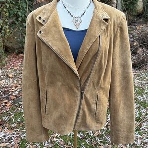 ALFANI 💯 LEATHER SUEDE CLASSIC JACKET -L PETITE 🤩🔥